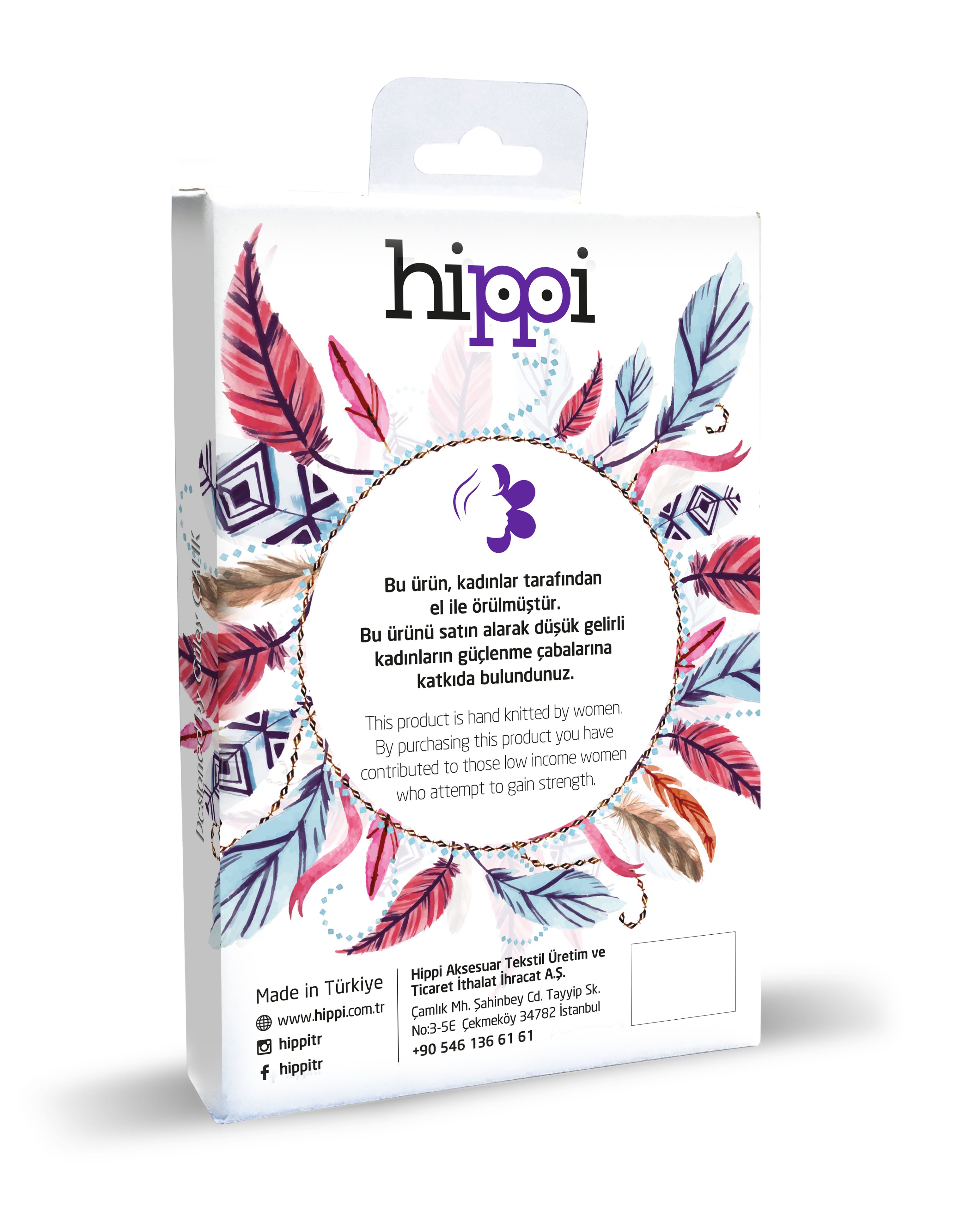 Hippi Renkli Örgü 110cm Telefon ve Çanta Askısı